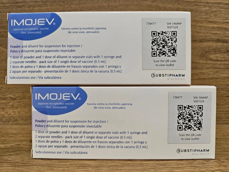 healthscreening.sg offers ImoJev, a live, attenuated vaccine for Japanese Encephalitis, recommended for travellers to high-risk areas.