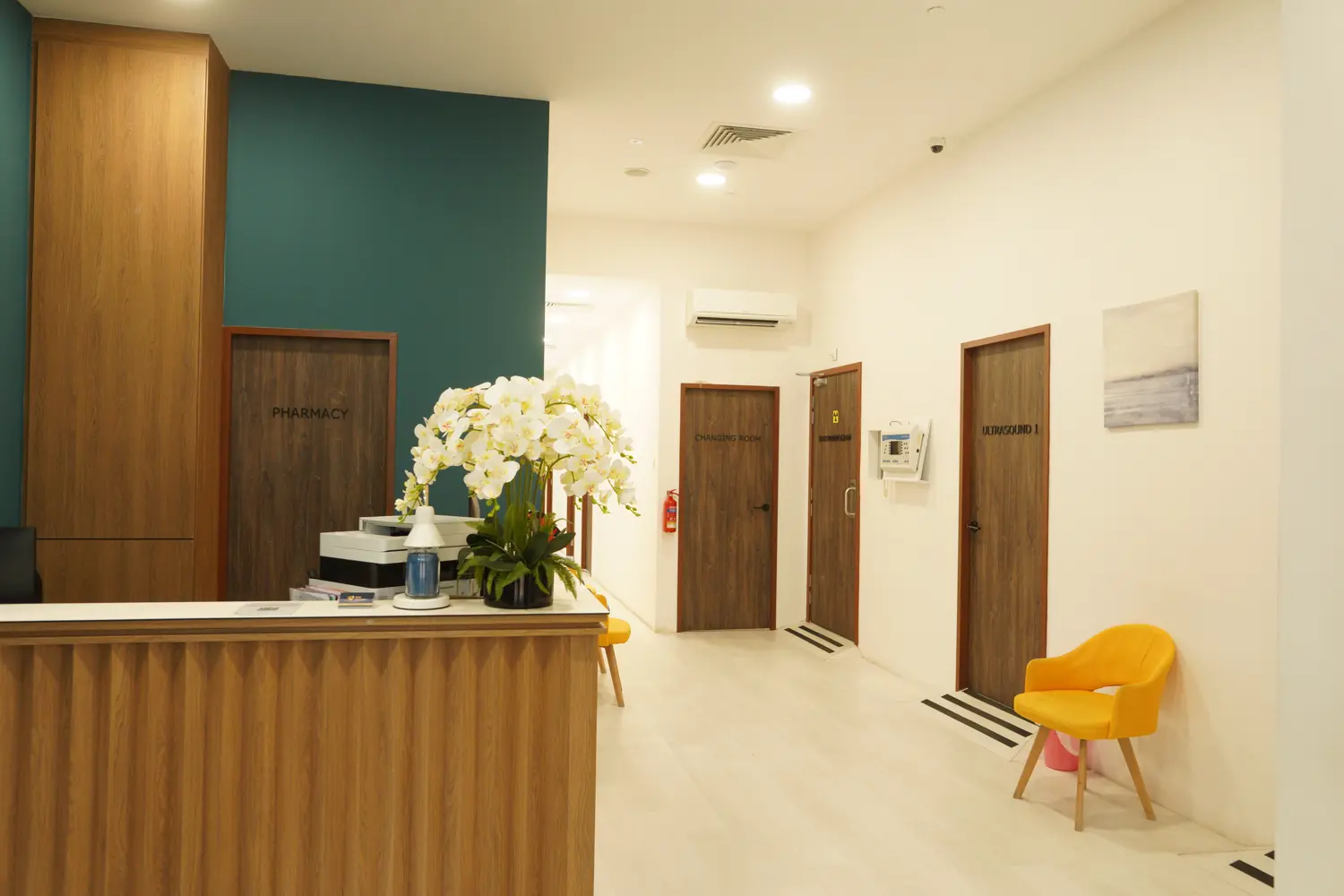 Reception area leading to screening rooms of ATA Medical clinic (Anson House)