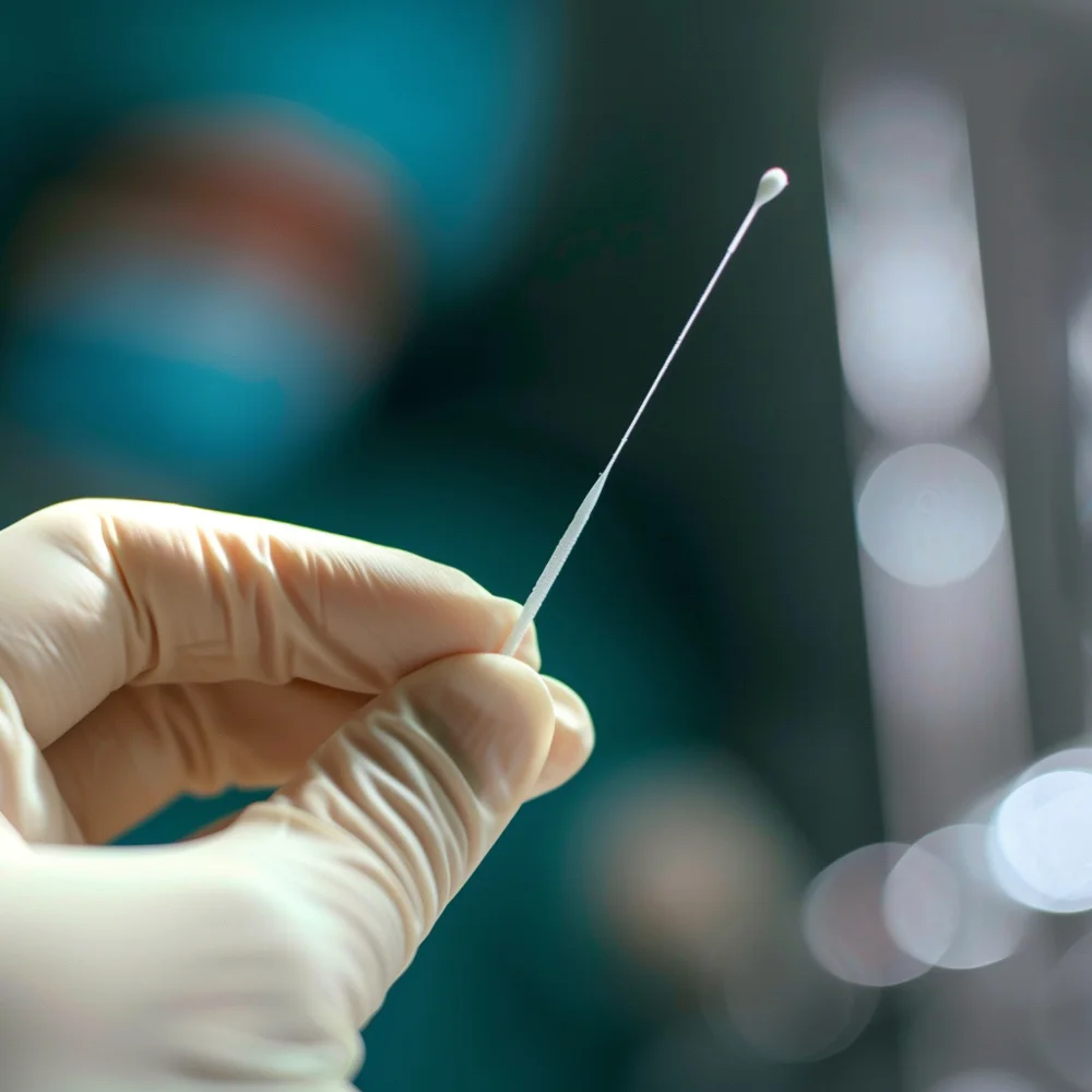 Swab used in a throat exam for STD testing.