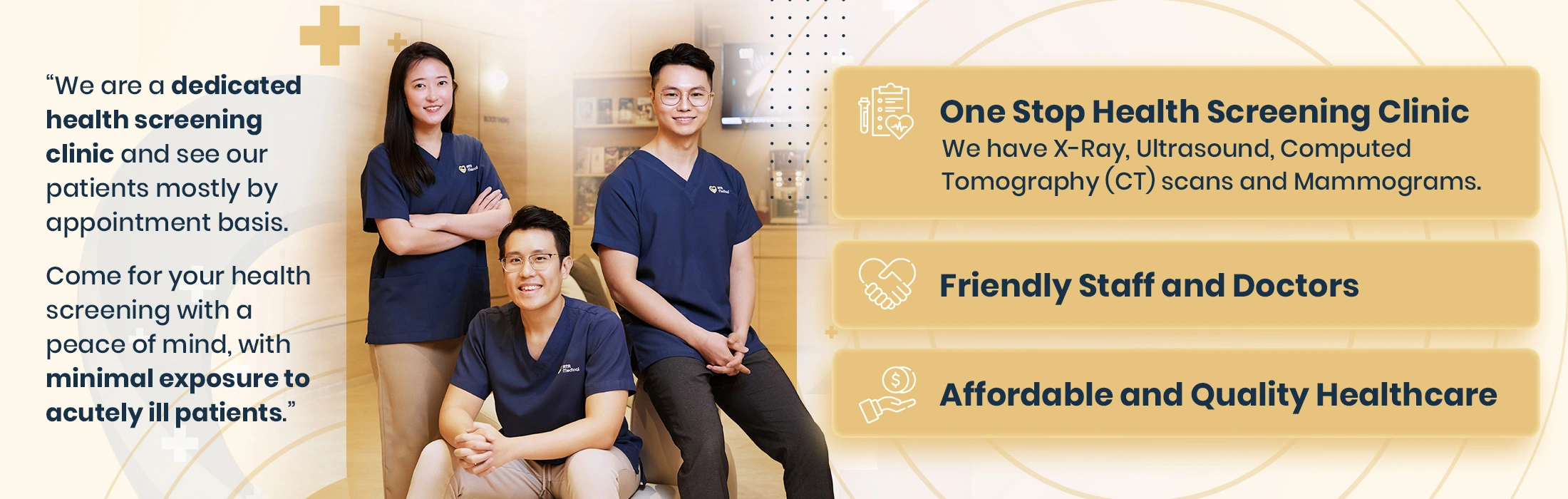 Why Choose Us? We Are a One-Stop Health Screening Clinic With X-ray, Ultrasound, Computed Tomography (CT) Scan and Mammogram Facilities.